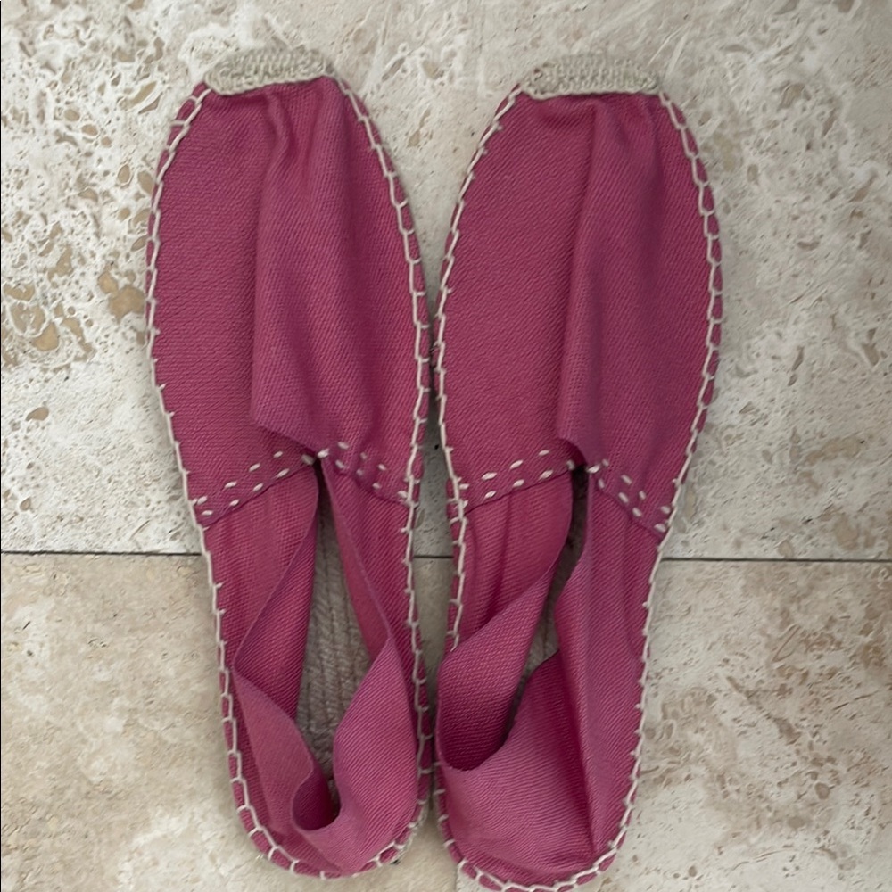 Women’s Pink Canvas Espadrille Slip-On cosido a Mano